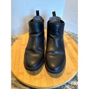 Water Resistant Black Leather‎ Ankle Boots Comfort Casual